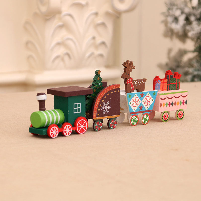Christmas decorations wooden trains children's kindergartens holiday gifts Christmas ornaments gifts
