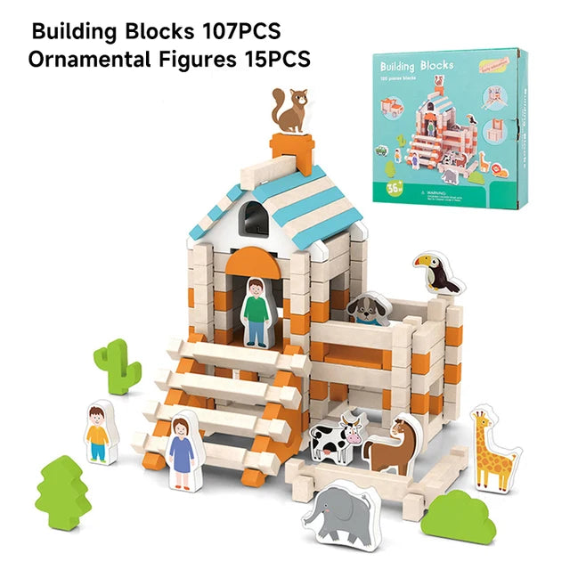 Children architecture building blocks toys city shop model building blocks diy handwork toys kids give play for creativity toys