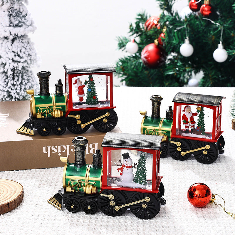 Christmas gifts, souvenirs, Christmas party gifts, Santa Claus water filled small train ornaments, small night lights