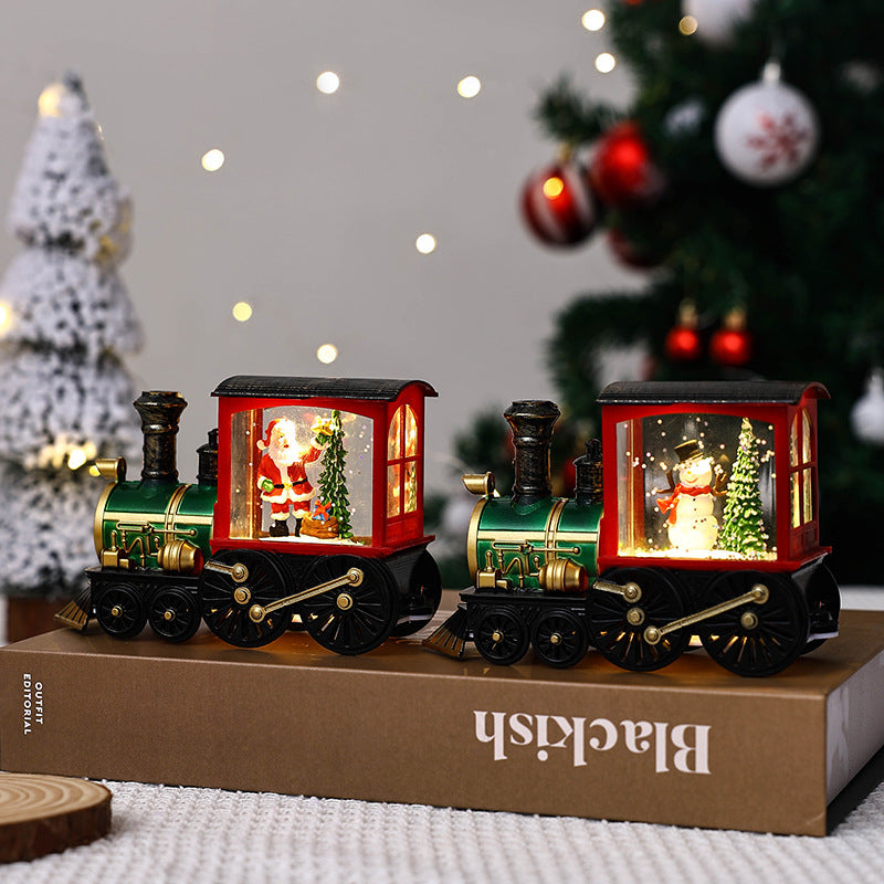 Christmas gifts, souvenirs, Christmas party gifts, Santa Claus water filled small train ornaments, small night lights