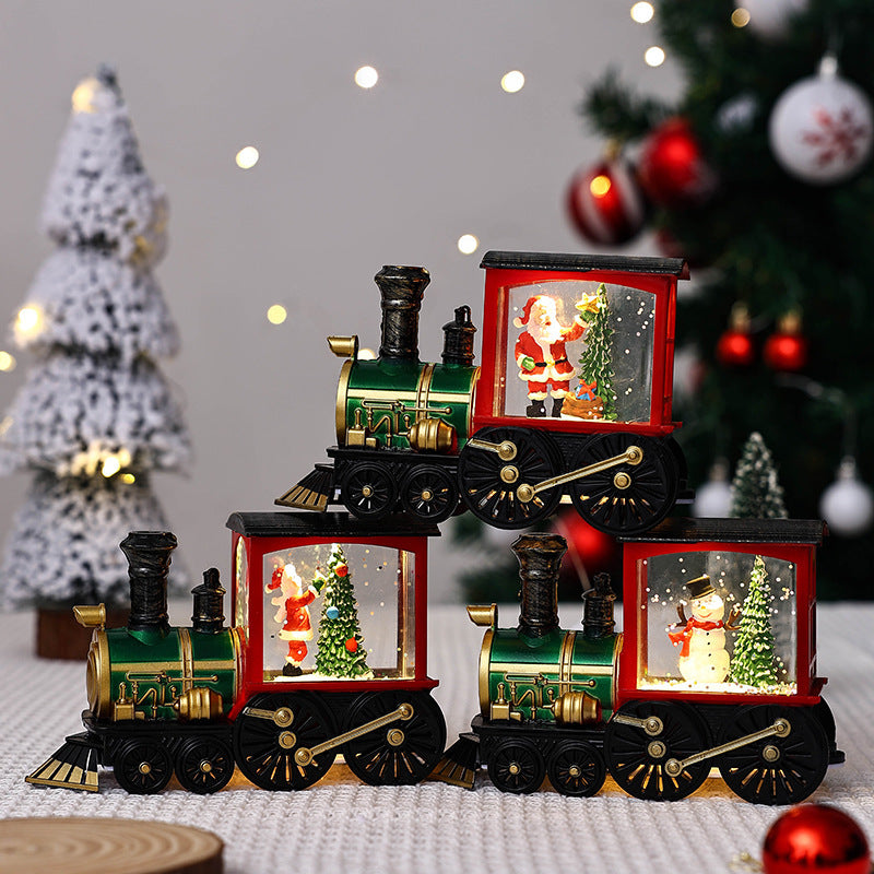 Christmas gifts, souvenirs, Christmas party gifts, Santa Claus water filled small train ornaments, small night lights