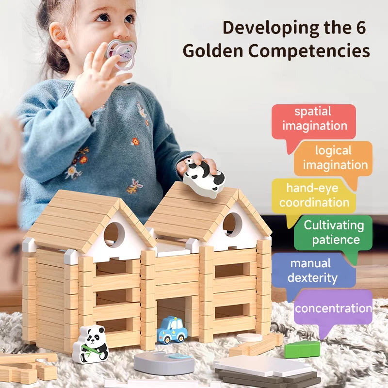 Children architecture building blocks toys city shop model building blocks diy handwork toys kids give play for creativity toys