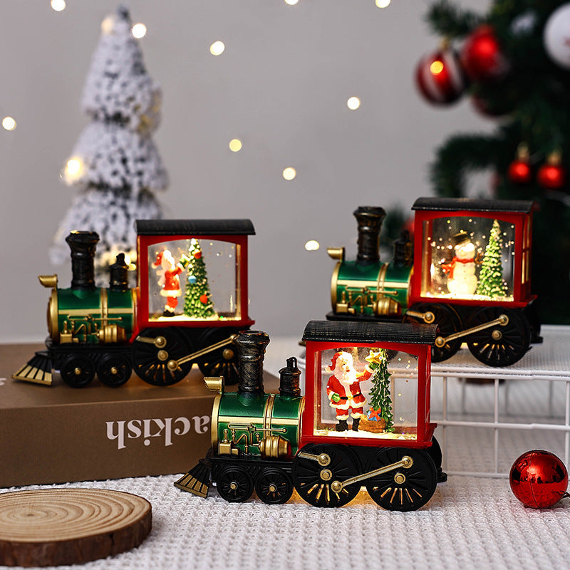 Christmas gifts, souvenirs, Christmas party gifts, Santa Claus water filled small train ornaments, small night lights