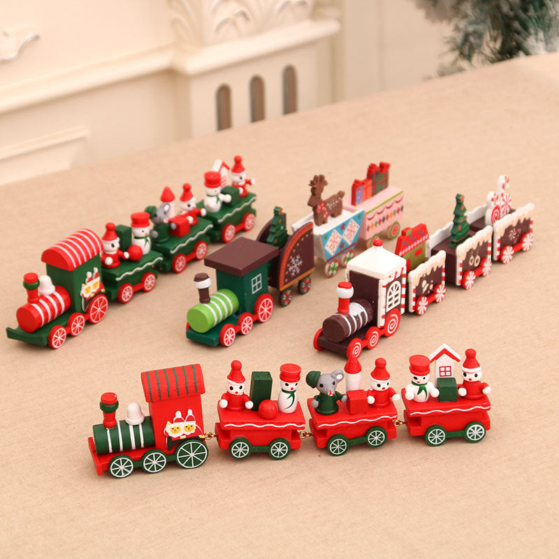 Christmas decorations wooden trains children's kindergartens holiday gifts Christmas ornaments gifts