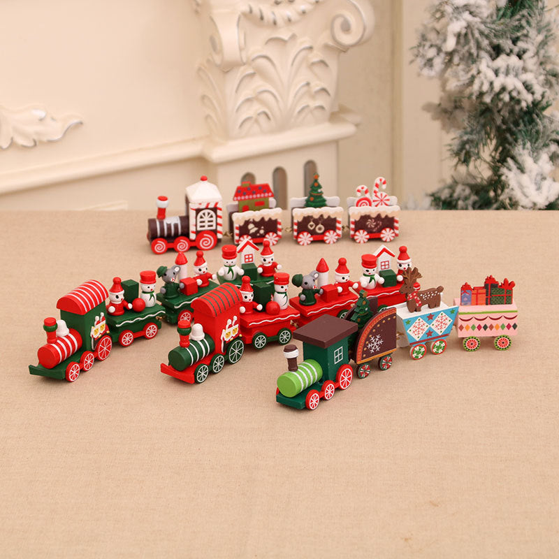 Christmas decorations wooden trains children's kindergartens holiday gifts Christmas ornaments gifts