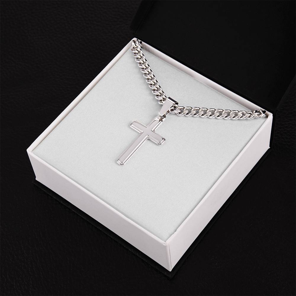 Personalized Cross with Cuban Link Chain