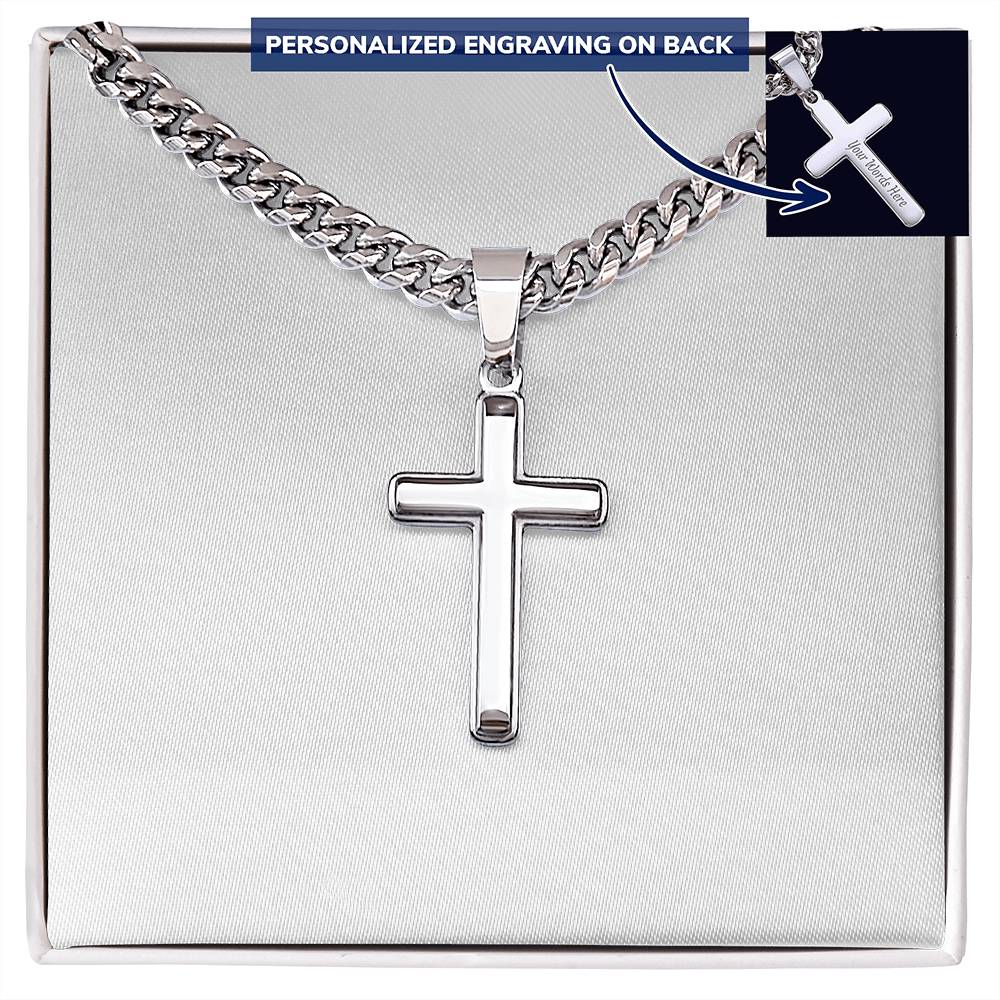 Personalized Cross with Cuban Link Chain