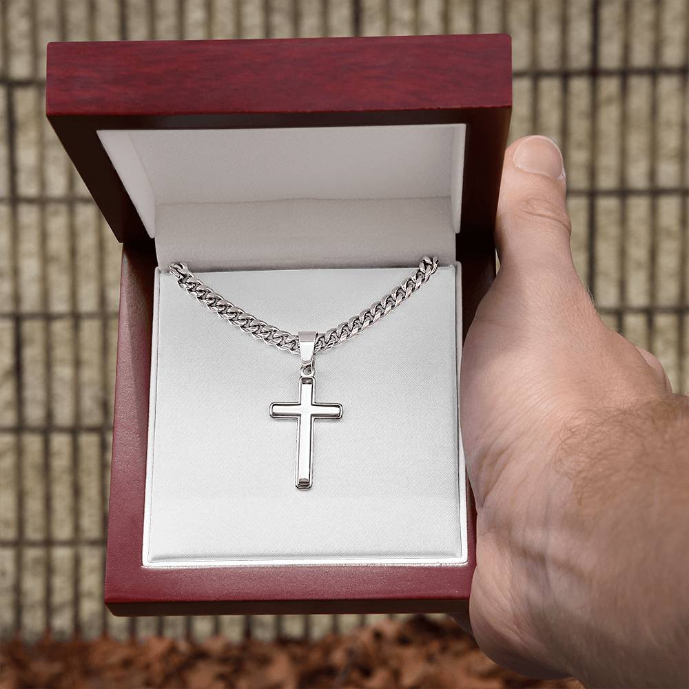 Personalized Cross with Cuban Link Chain