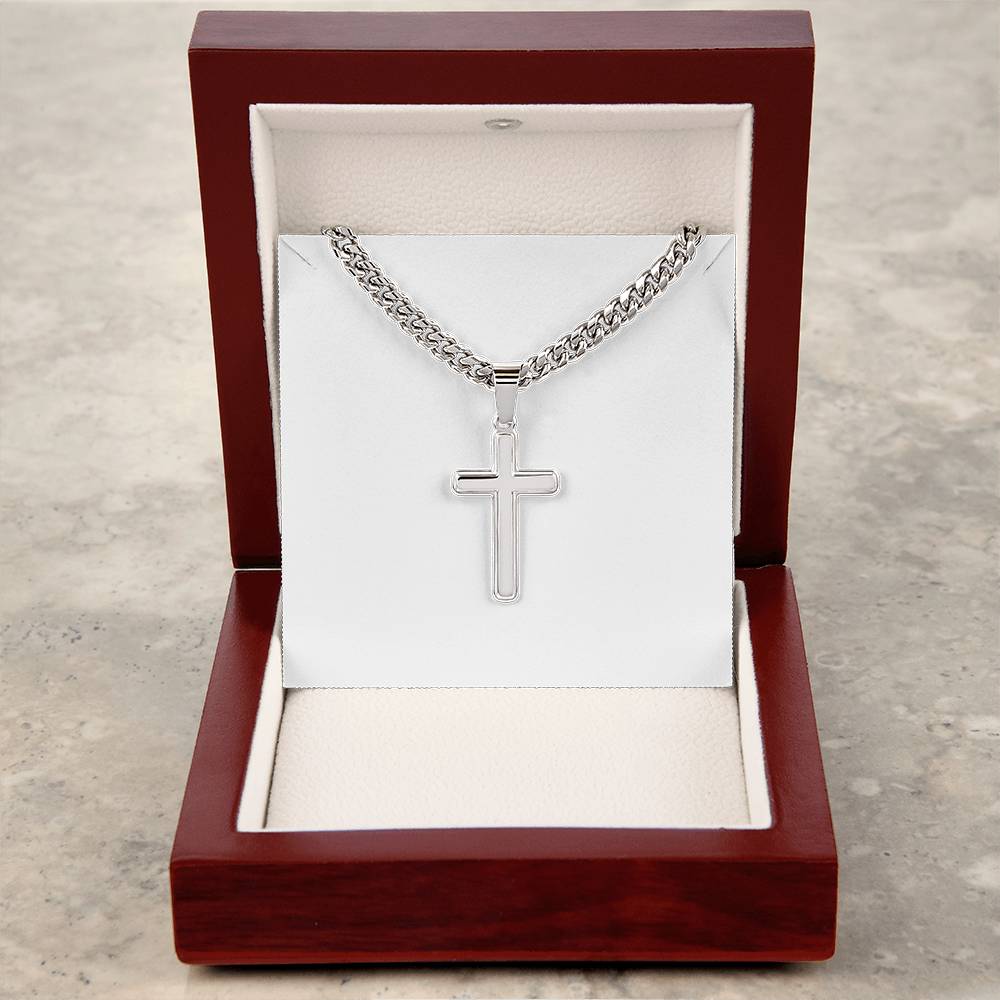 Personalized Cross with Cuban Link Chain