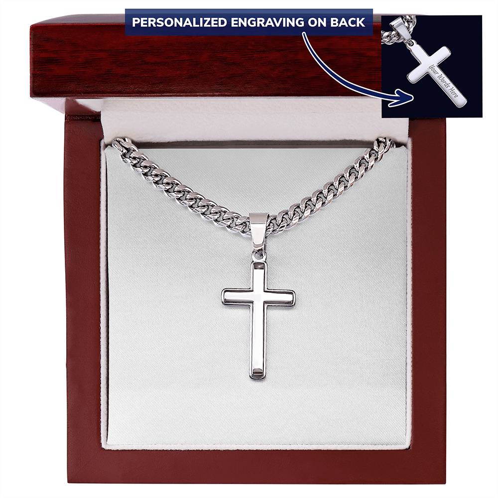 Personalized Cross with Cuban Link Chain