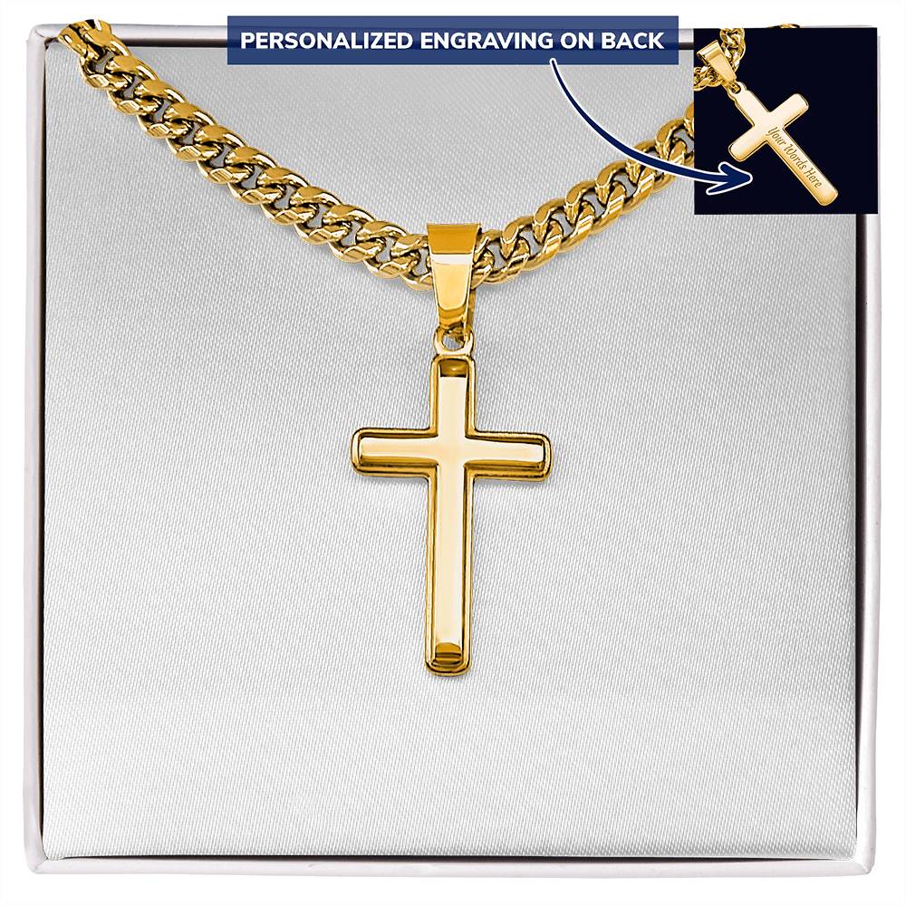 Personalized Cross with Cuban Link Chain