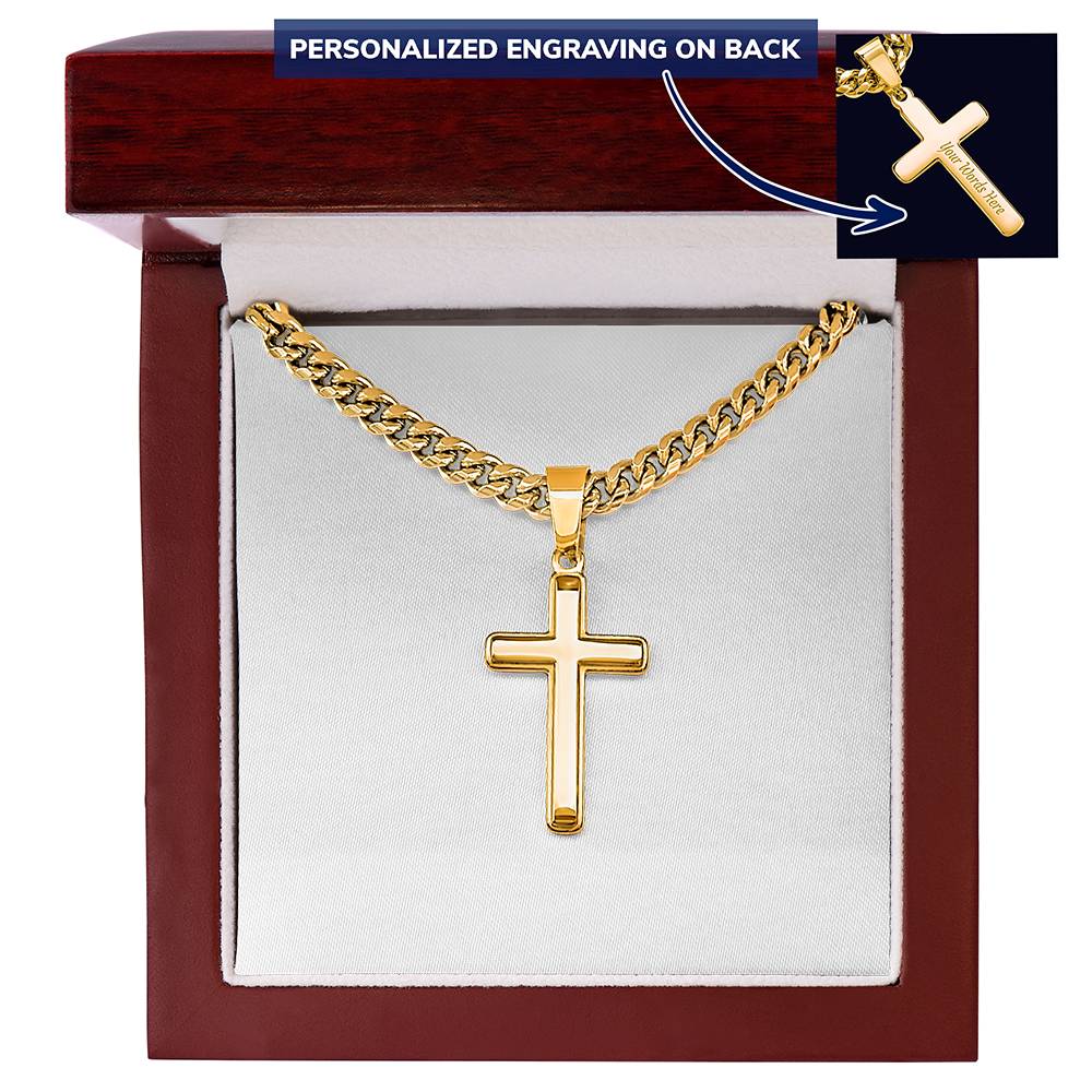 Personalized Cross with Cuban Link Chain