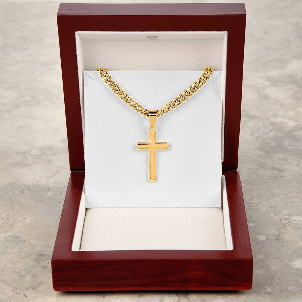 Personalized Cross with Cuban Link Chain
