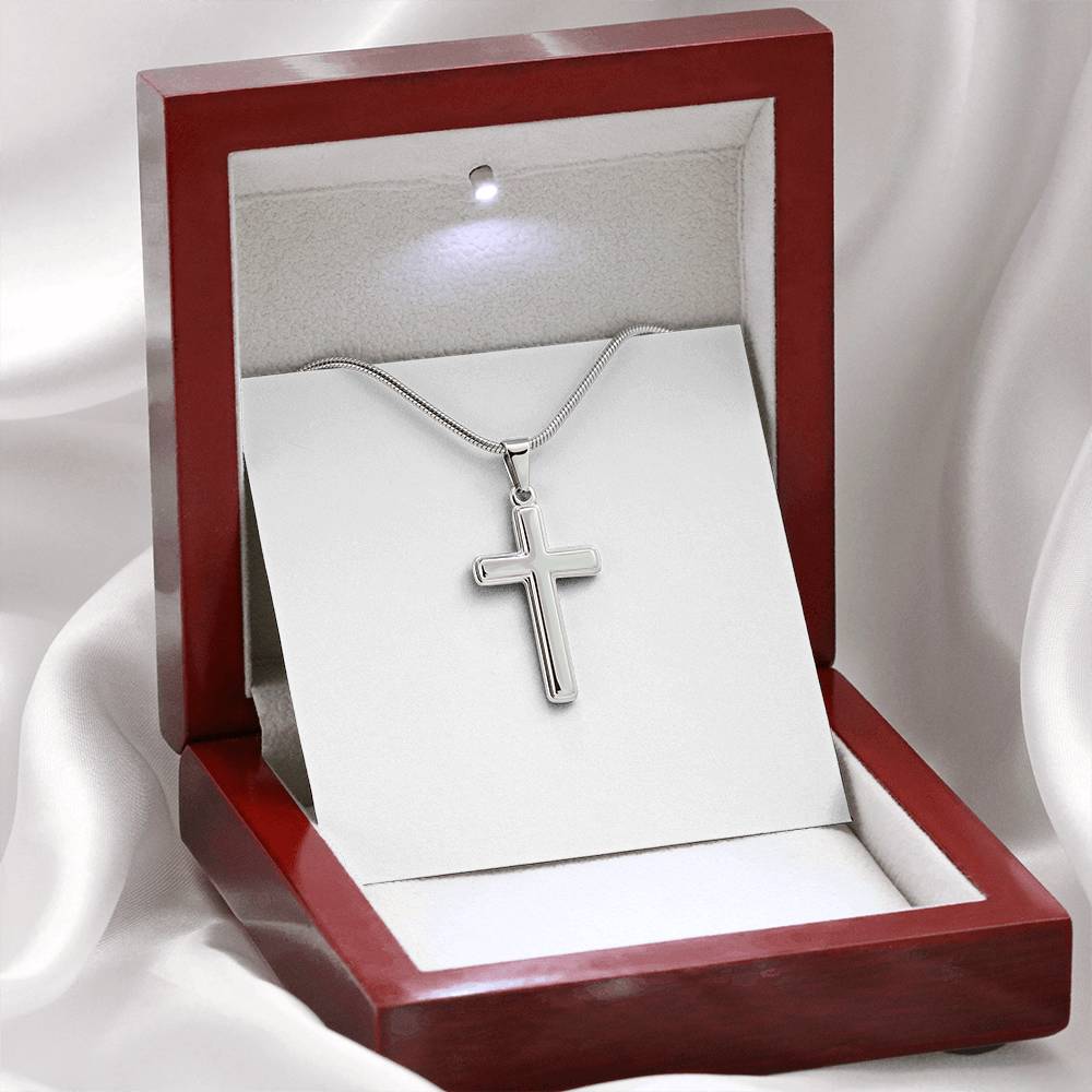 Artisan Cross Necklace with Snake Chain
