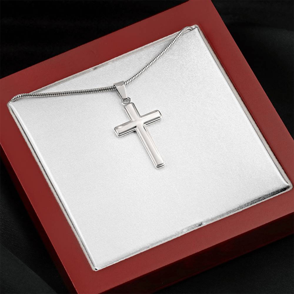 Artisan Cross Necklace with Snake Chain