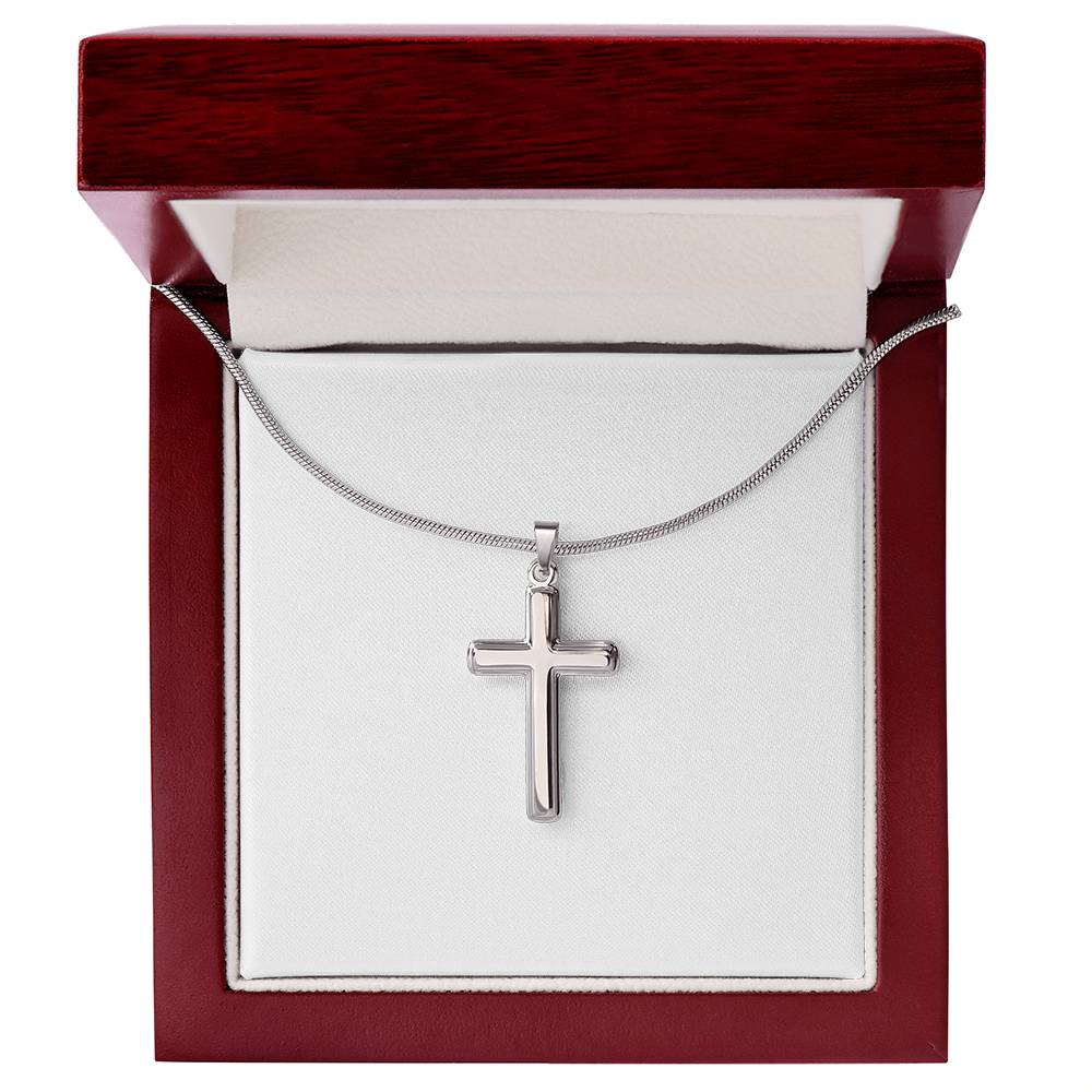 Artisan Cross Necklace with Snake Chain