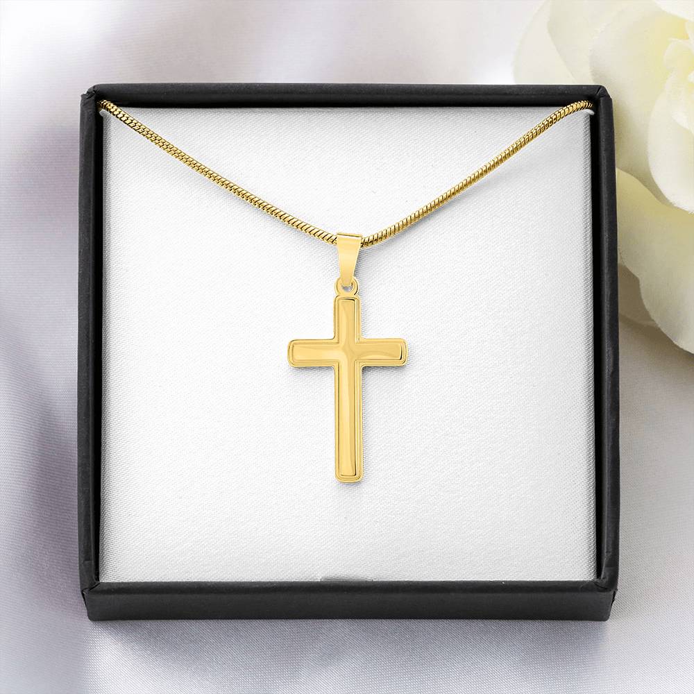Artisan Cross Necklace with Snake Chain