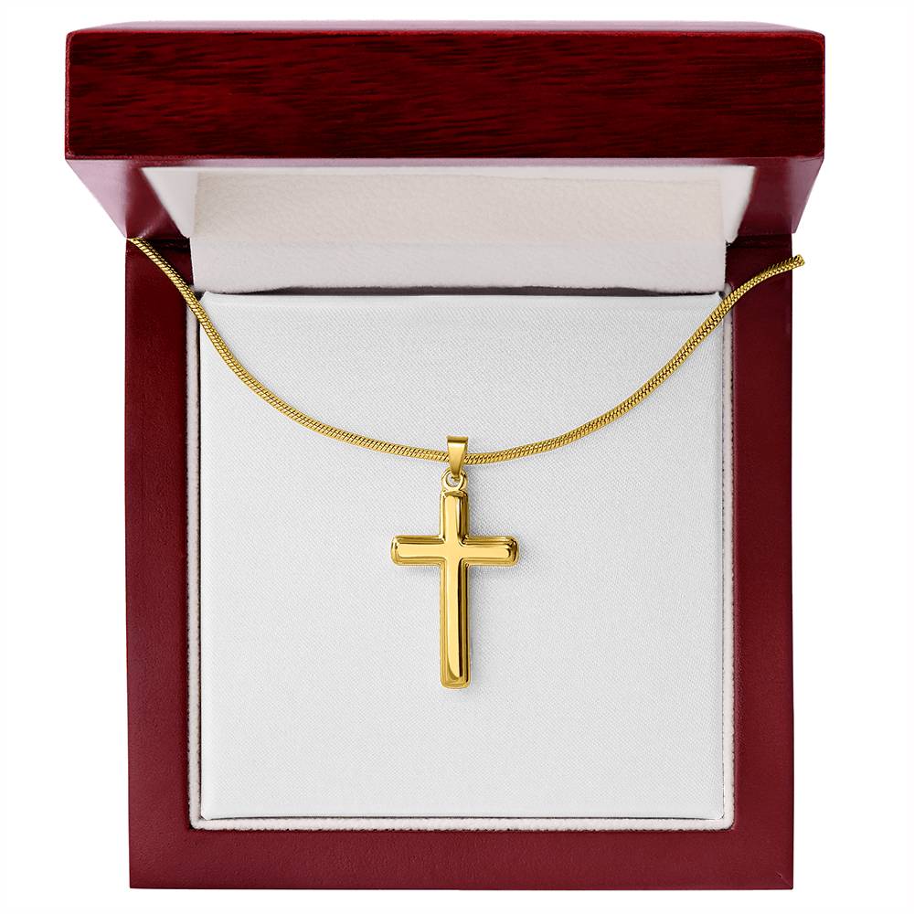 Artisan Cross Necklace with Snake Chain