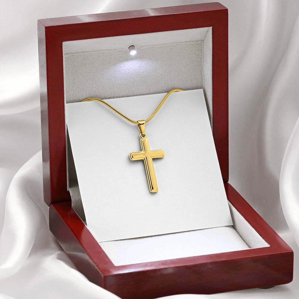 Artisan Cross Necklace with Snake Chain