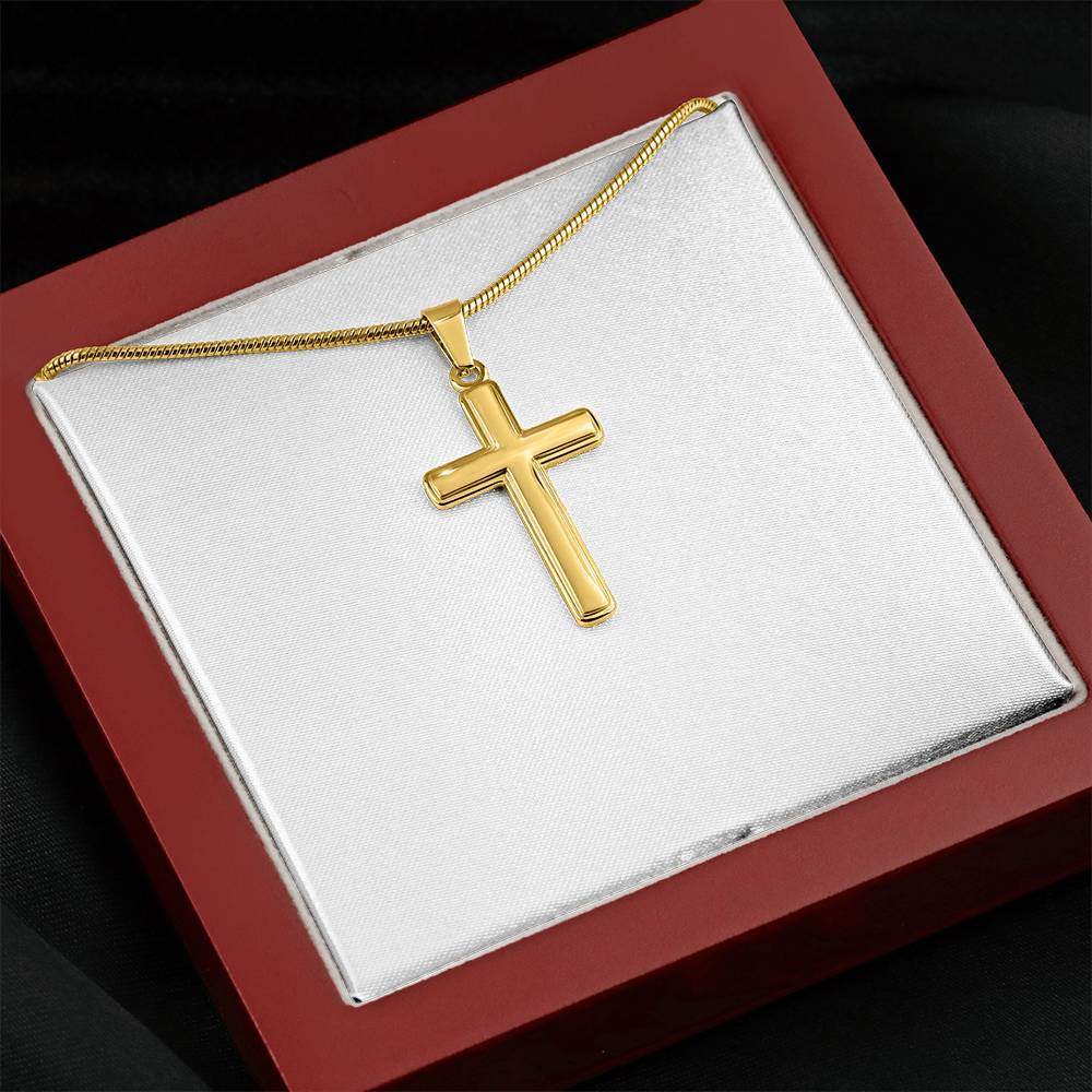 Artisan Cross Necklace with Snake Chain