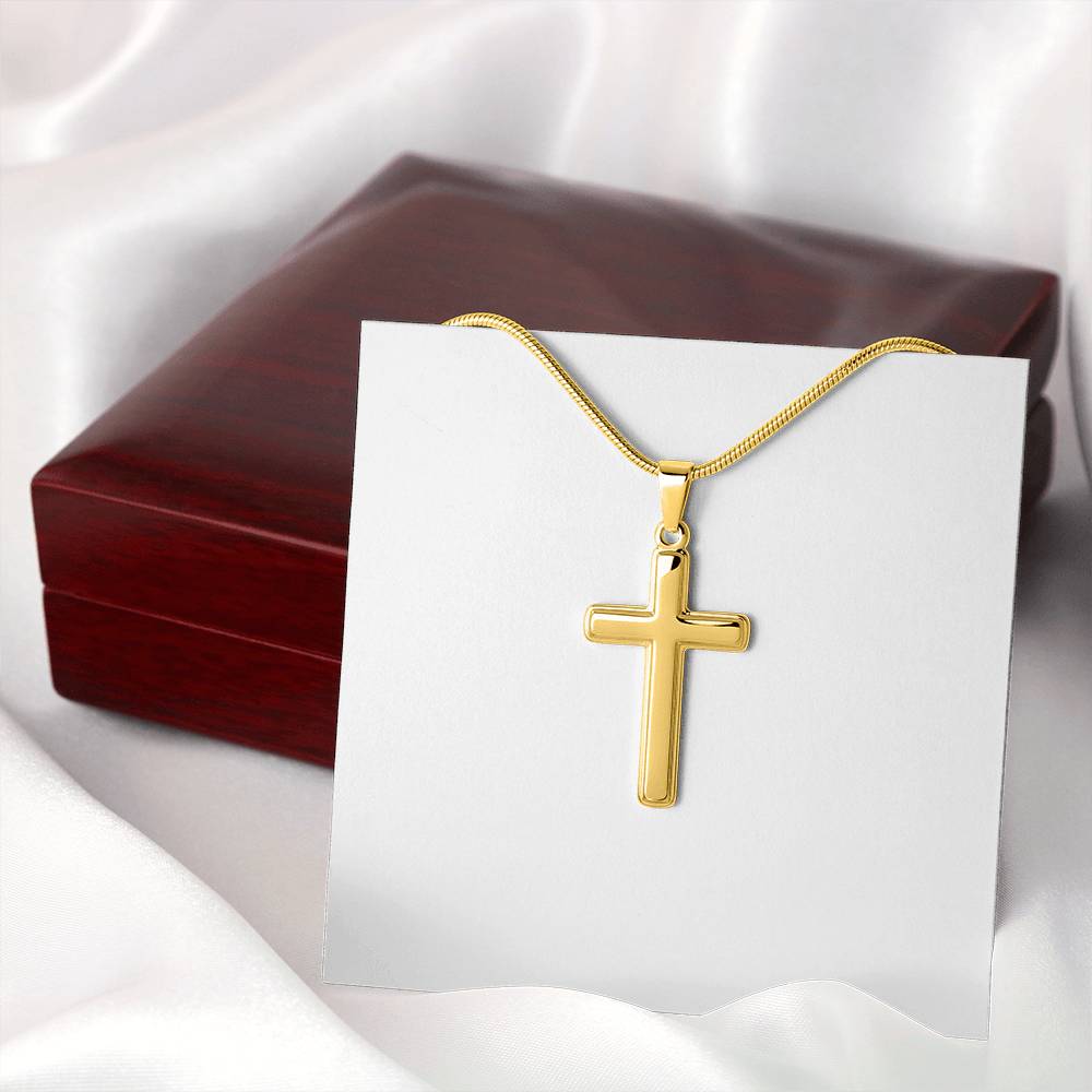 Artisan Cross Necklace with Snake Chain