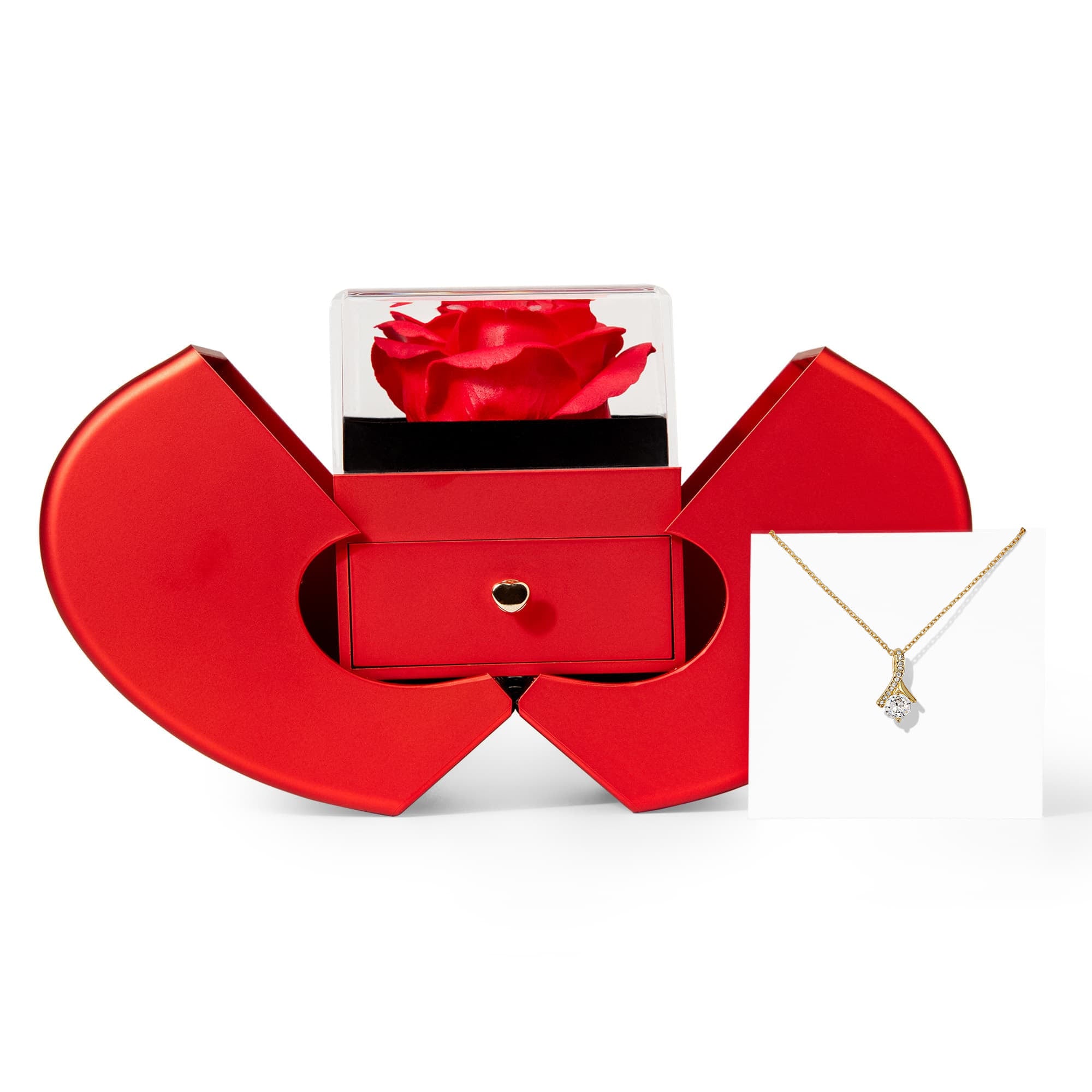 Alluring Beauty Necklace with Red Heart Rose Box